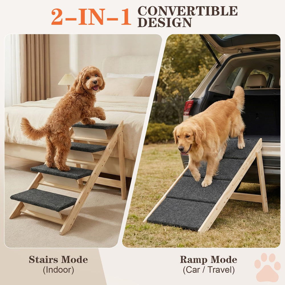 Gabieusn escalier chien en bois pin solide et cadre stable