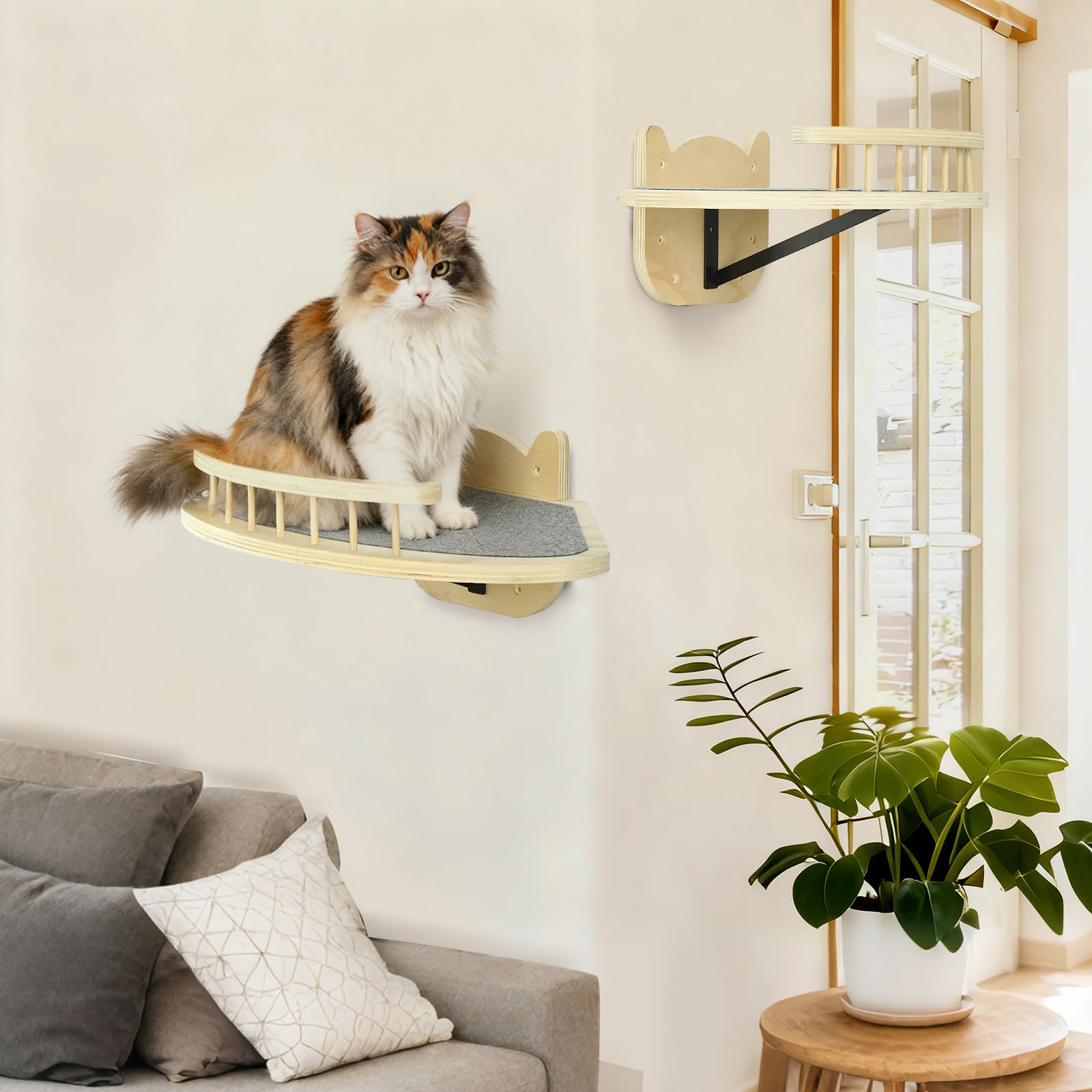 GADKE étagères murales flottantes pour chat, design neutre et installation discrète.