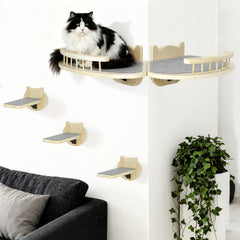 GADKE rayonnages muraux pour chat angle extérieur, offre une vue double et optimise l’espace.