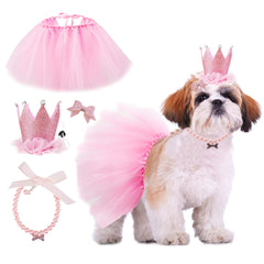 GAGILAND tenue anniversaire chien tutu rose: tenue festive idéale pour célébrer un anniversaire canin.