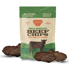 Chips de boeuf Gaines Family Farmstead pour chien, emballage pratique et portable.