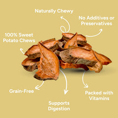 Tranches séchées patate douce Gaines Family Farmstead pour mastication durable.