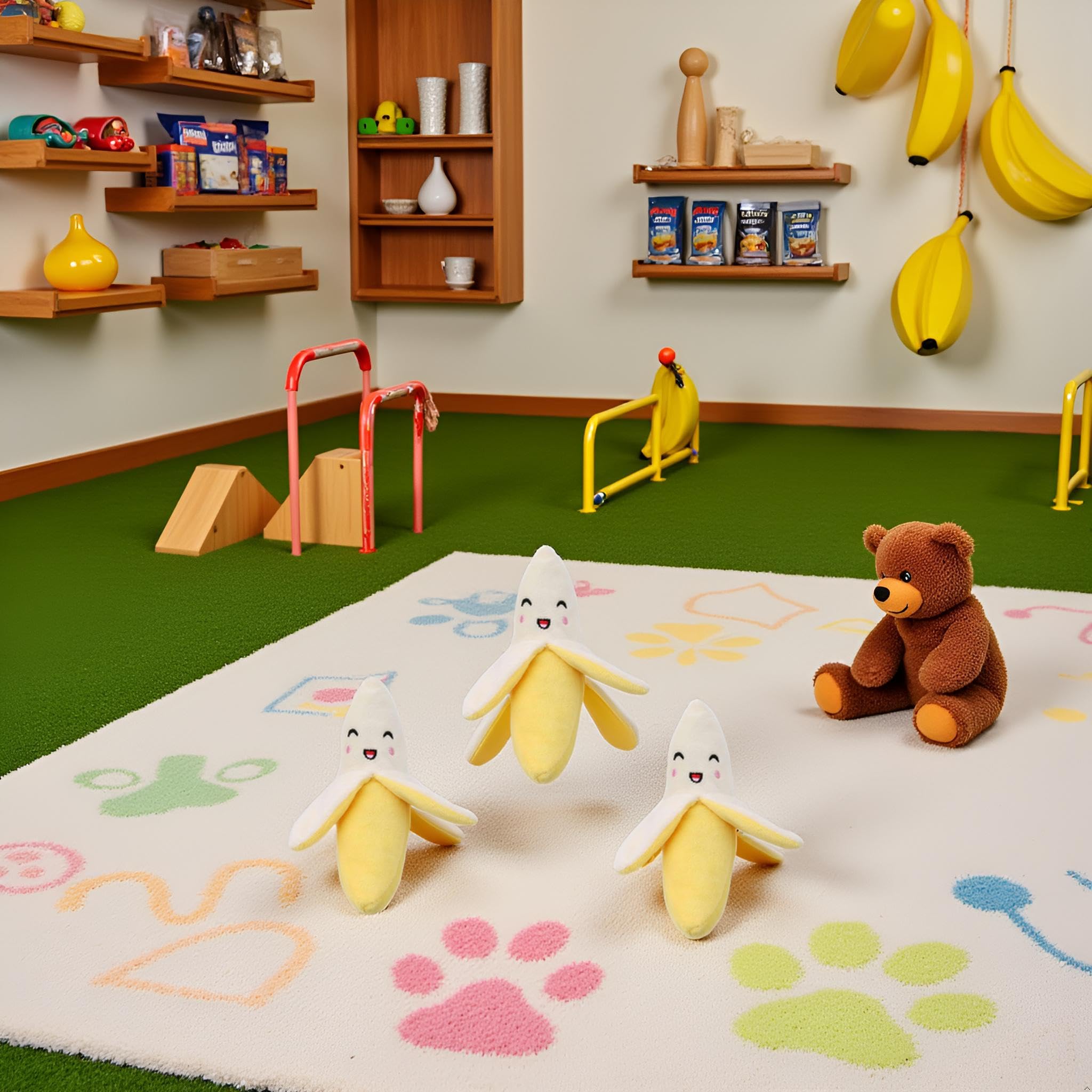 Galepromot trio jouets banane avec sifflet, stimulation ludique pour chiots.