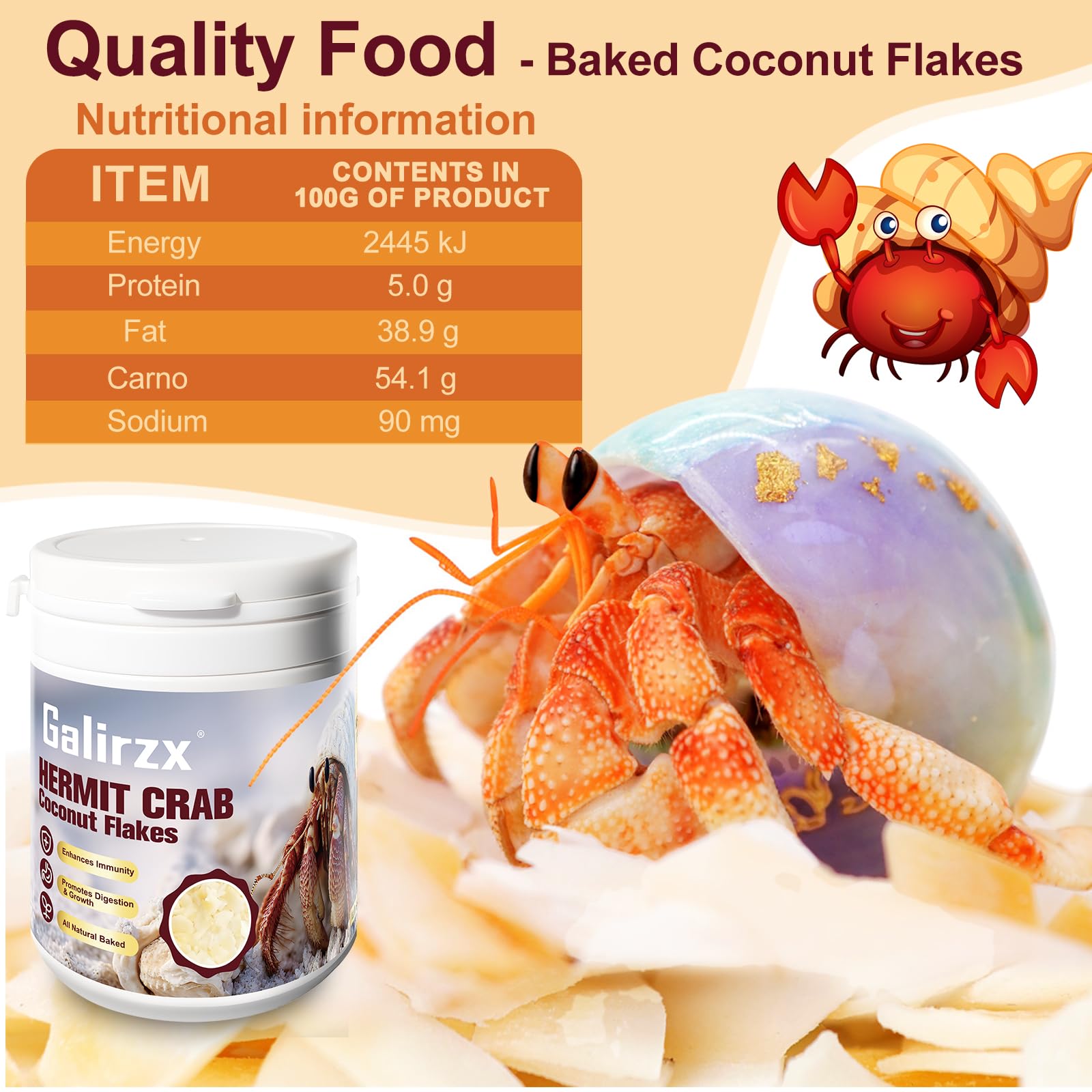 Galirzx noix de coco seche naturelle – morceaux faciles à utiliser pour crabe ermite