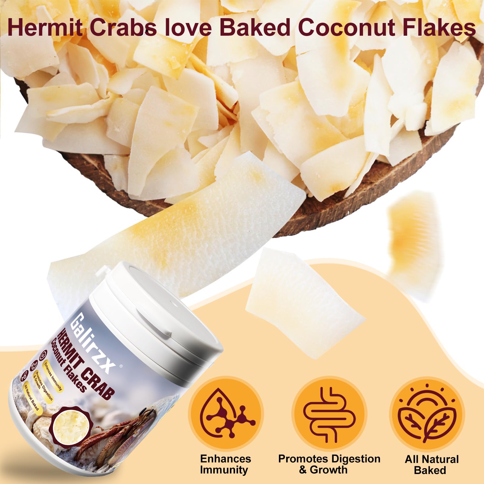 Galirzx snack arôme coco naturel – arôme attractif pour l'alimentation du crabe ermite