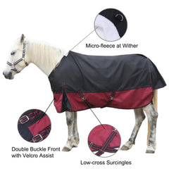 Gallopoff couverture cheval vue latérale montrant sangles et coutures renforcées
