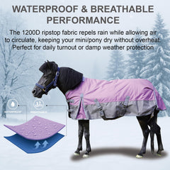 Couverture Gallopoff extérieur imperméable et respirant pour petit cheval.