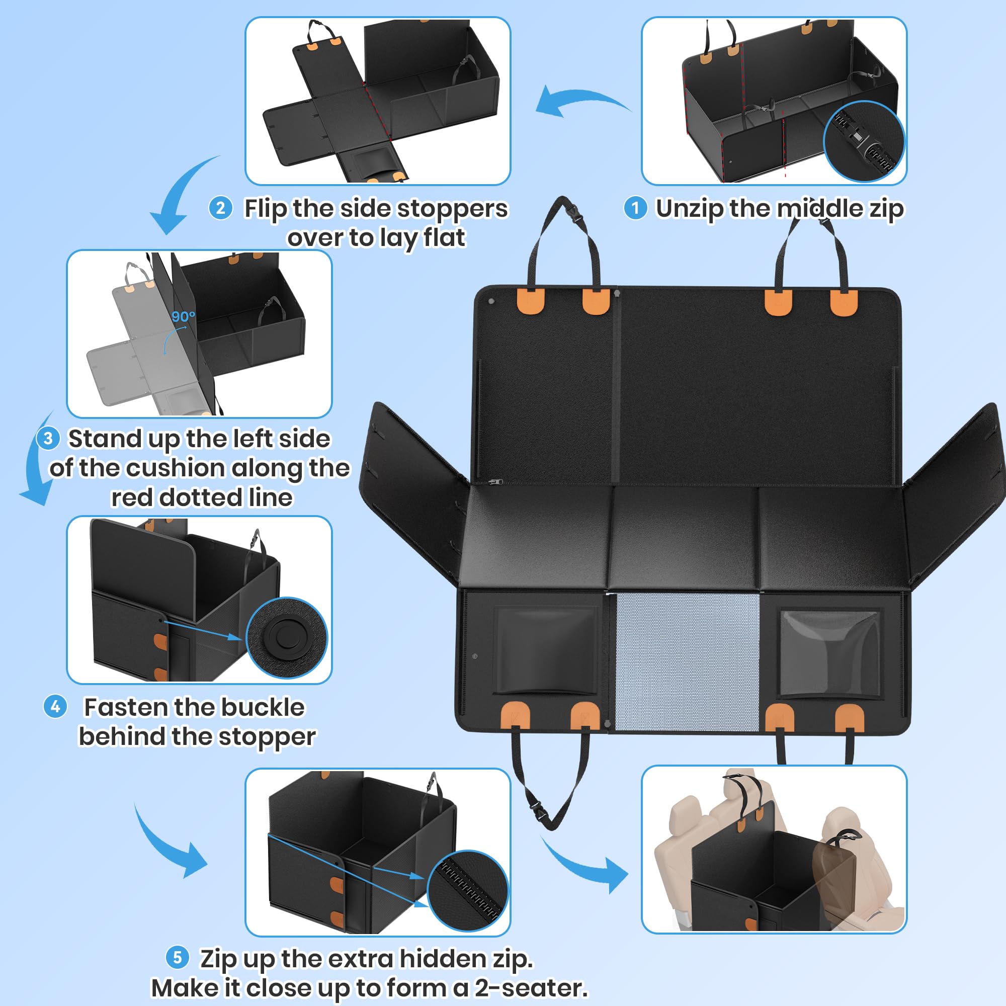 GAMKII poches-rangement-grandes rangent essentiels du chien pour voyages.