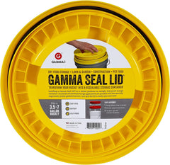 Gamma2 Gamma Seal Lid sur seau 5 gal jaune, fermeture hermétique adaptée au rangement.
