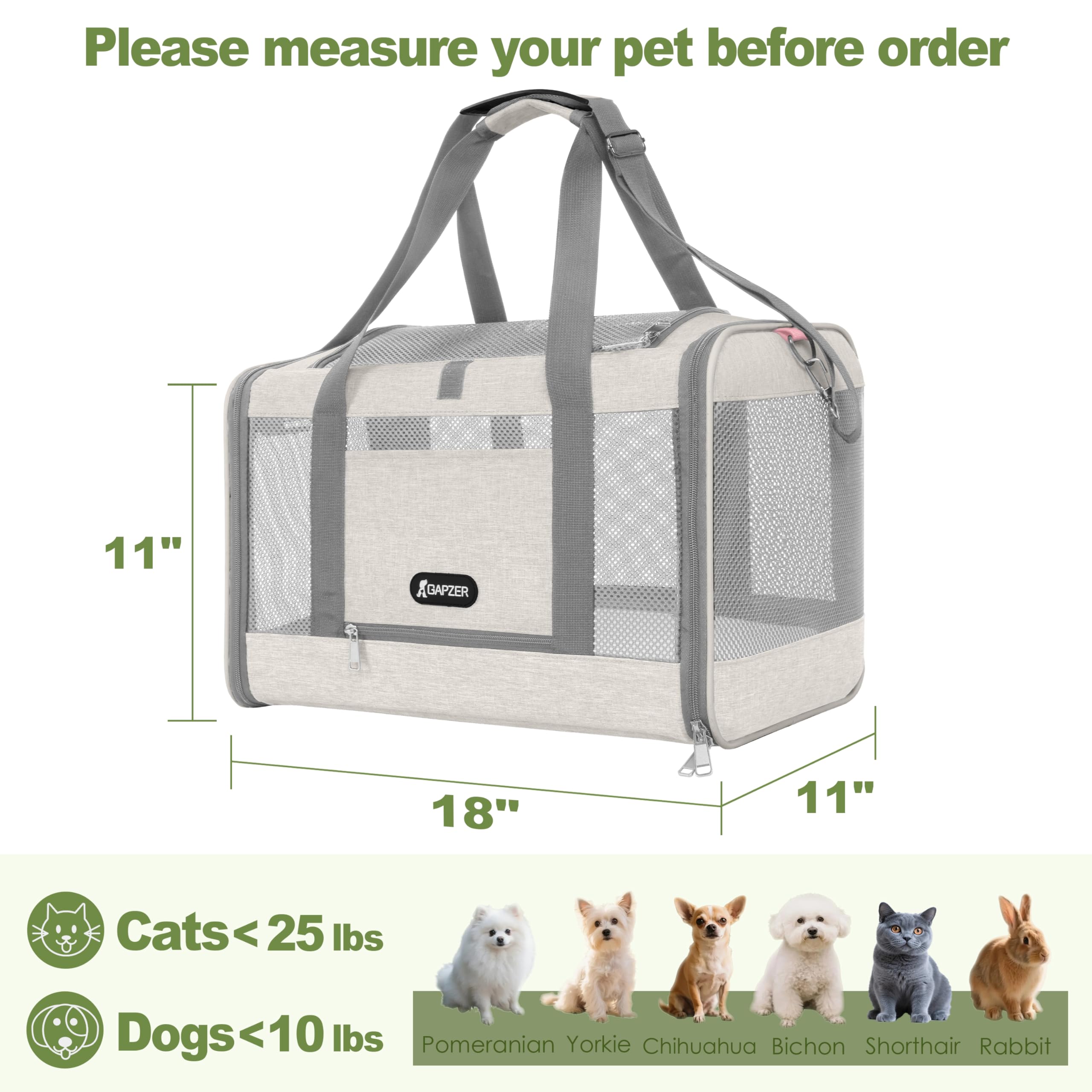Porte-chat GAPZER avec maillage translucide offrant une vue et ventilation.