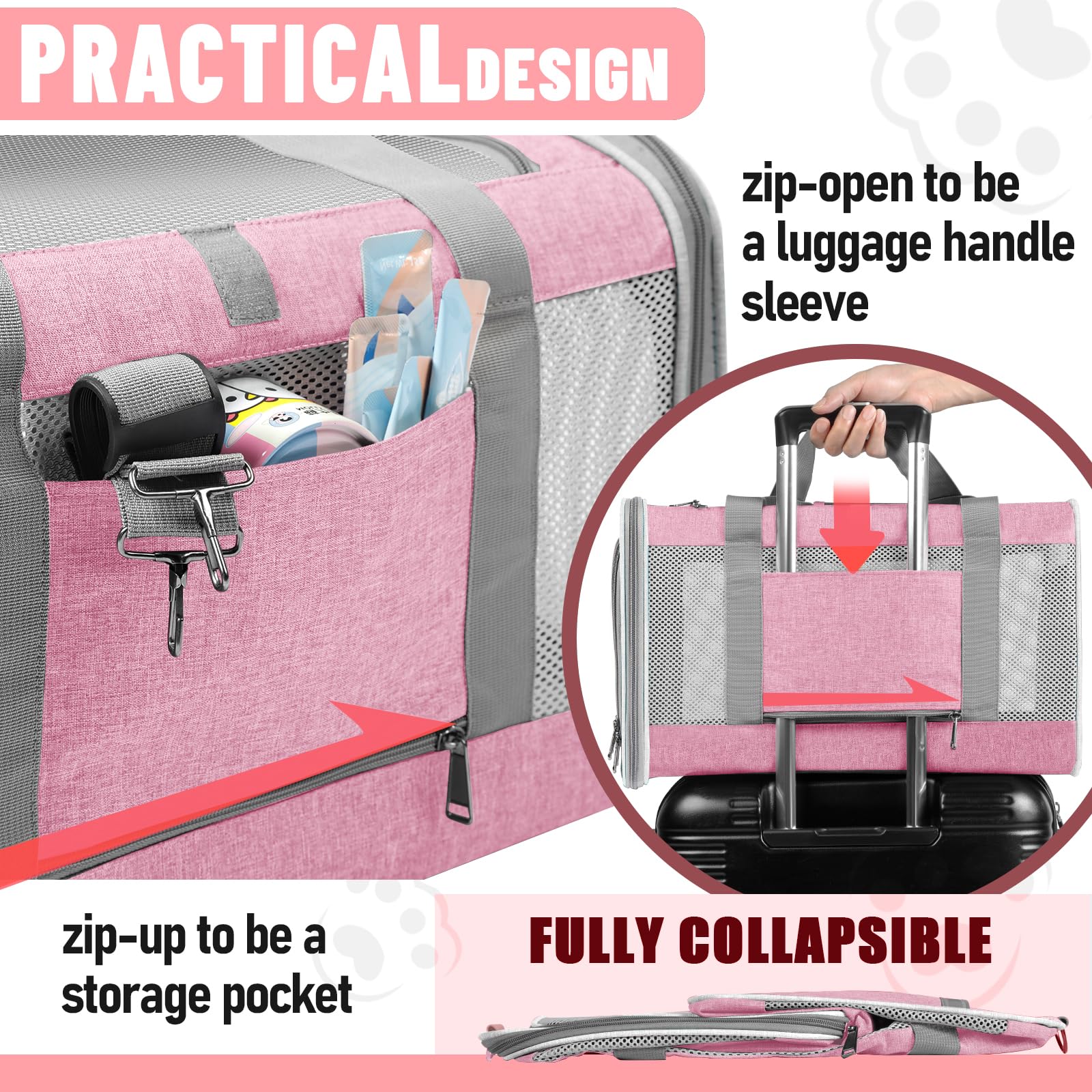 GAPZER poches et espaces de rangement intégrés pour accessoires et collations.