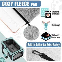 GAPZER Porte-chat Soft Teal arrière, design robuste pour déplacements.