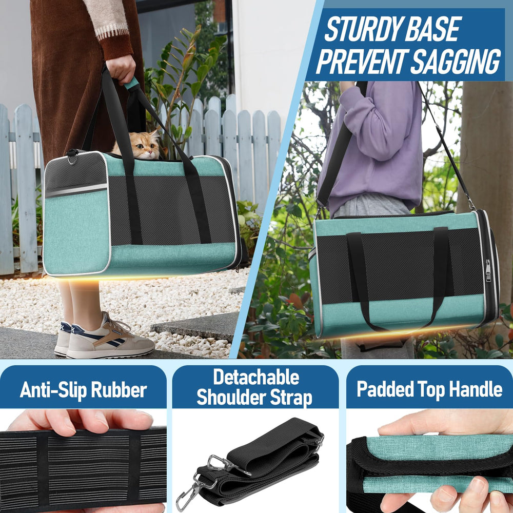 GAPZER Porte-chat Soft Teal poche réfléchissante, sécurité nocturne lors des promenades.