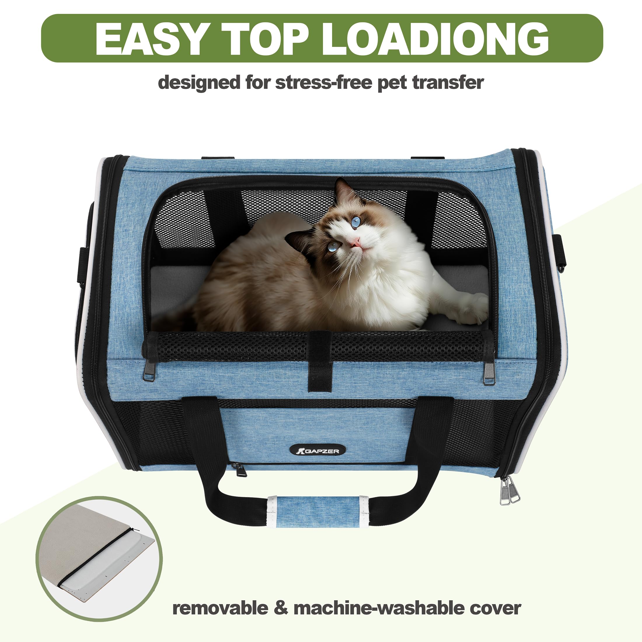 GAPZER sac transport chat – pliable pour rangement compact