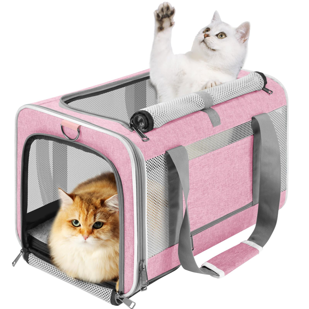 GAPZER transporteur chat rose avec ouverture supérieure facilitant le chargement.