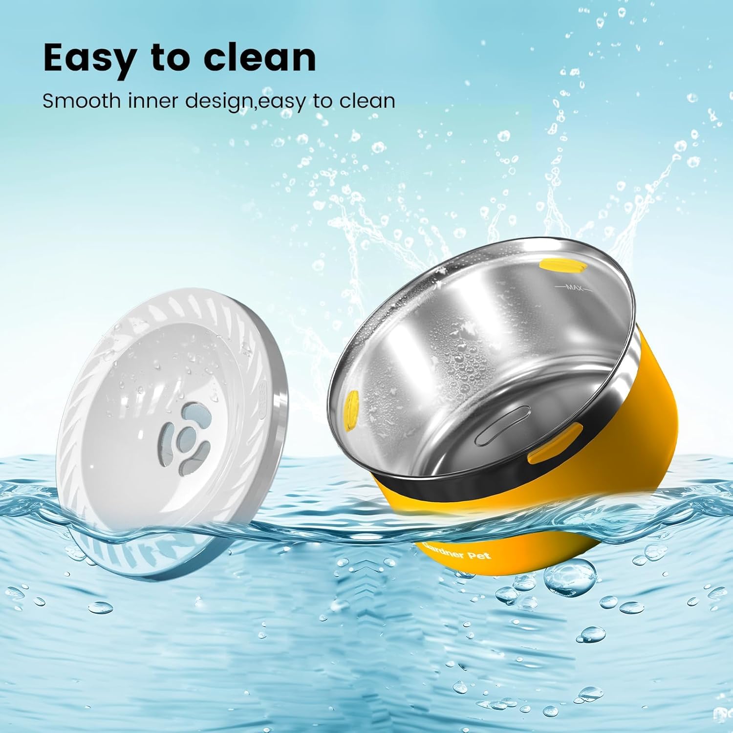 Gardner Pet bol inox sans odeur, nettoyage rapide et entretien simple.