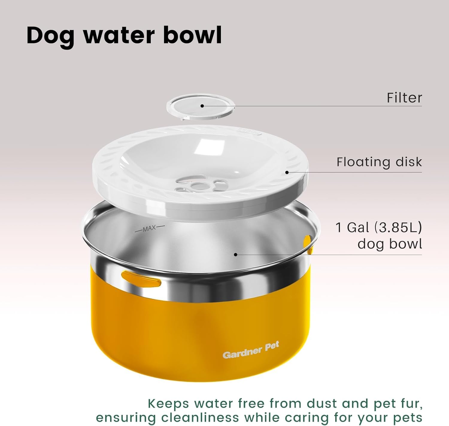Gardner Pet bol eau démontable, nettoyage facile et rapide après usage.