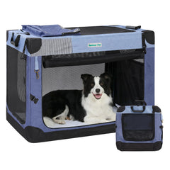 Gardner Pet cage-chien douce repliable bleu 36 pouces, ouverture avant pratique.