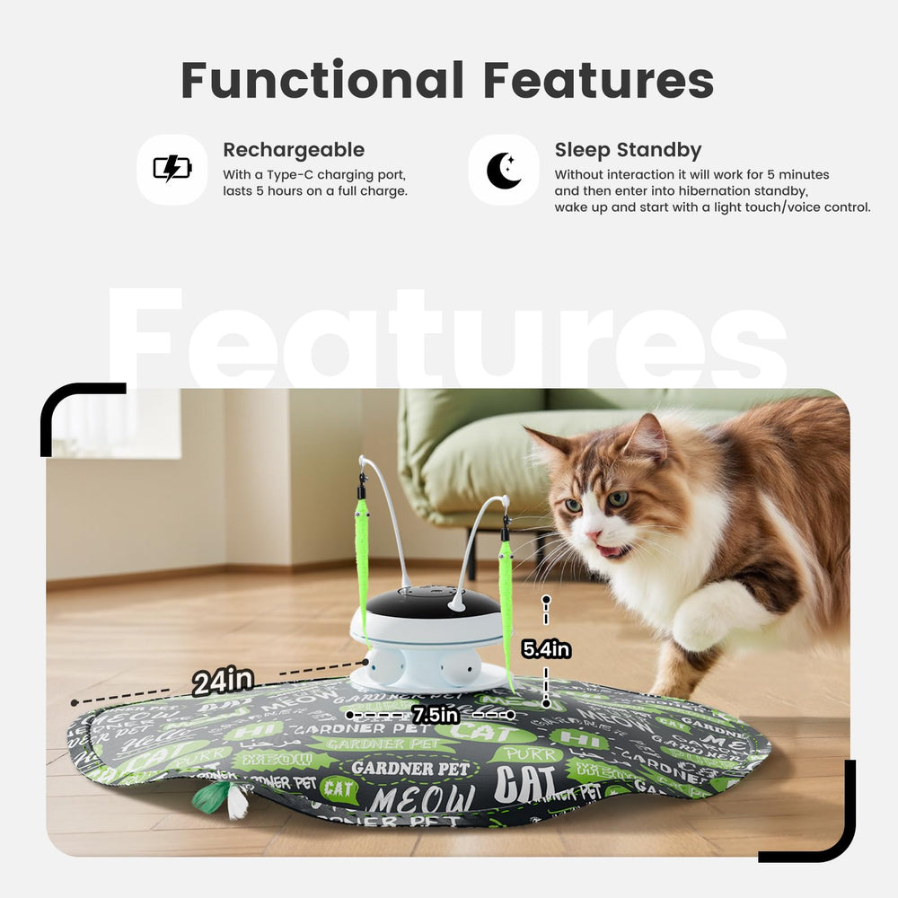 Gardner Pet Chat: design rechargeable avec port USB pour longues sessions.