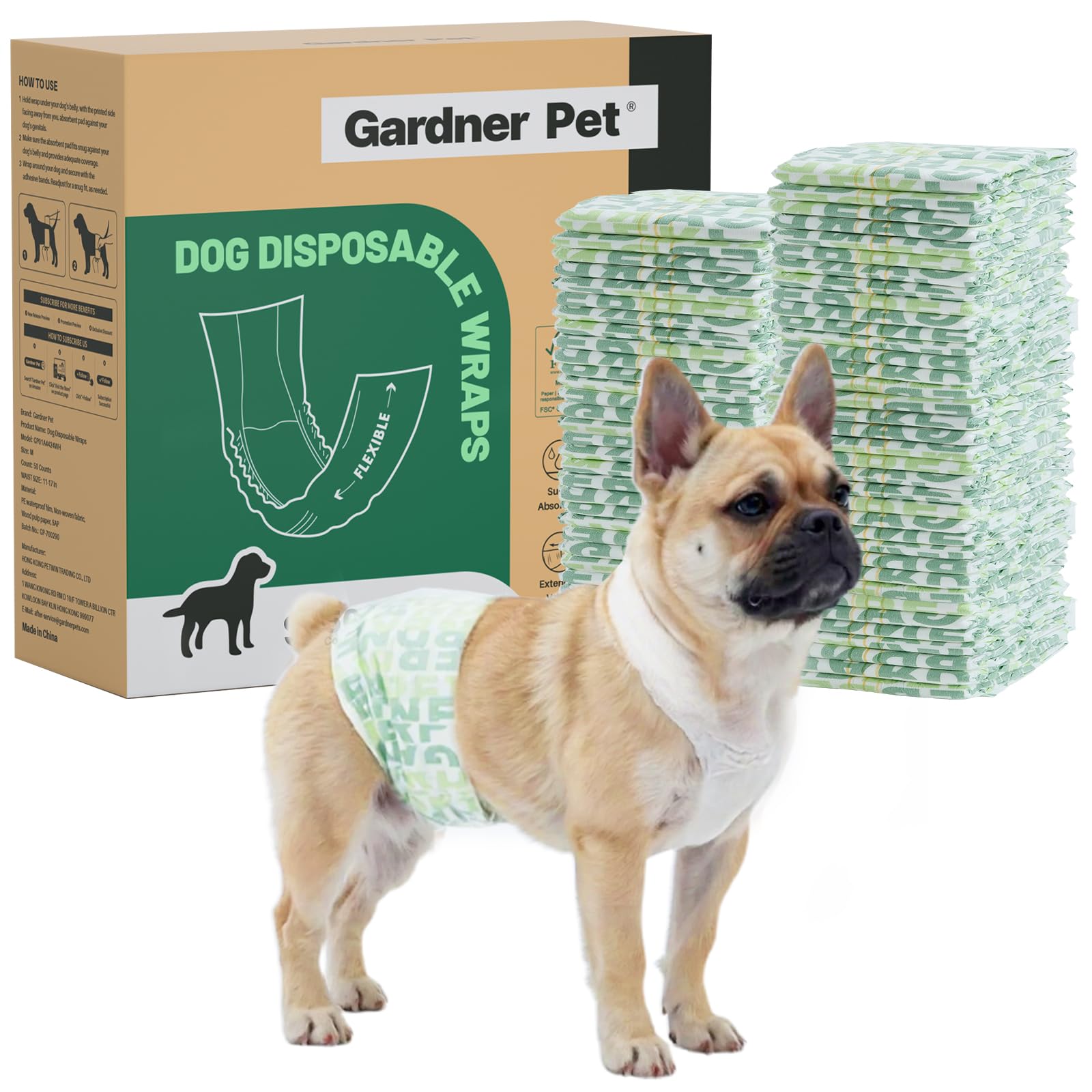 Gardner Pet – Couches mâle chien indicateur d’humidité pour changer facilement