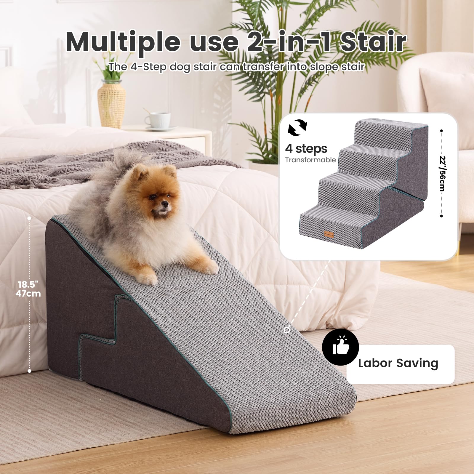 Gardner Pet Escalier 2-en-1 rampe, transformation rapide.