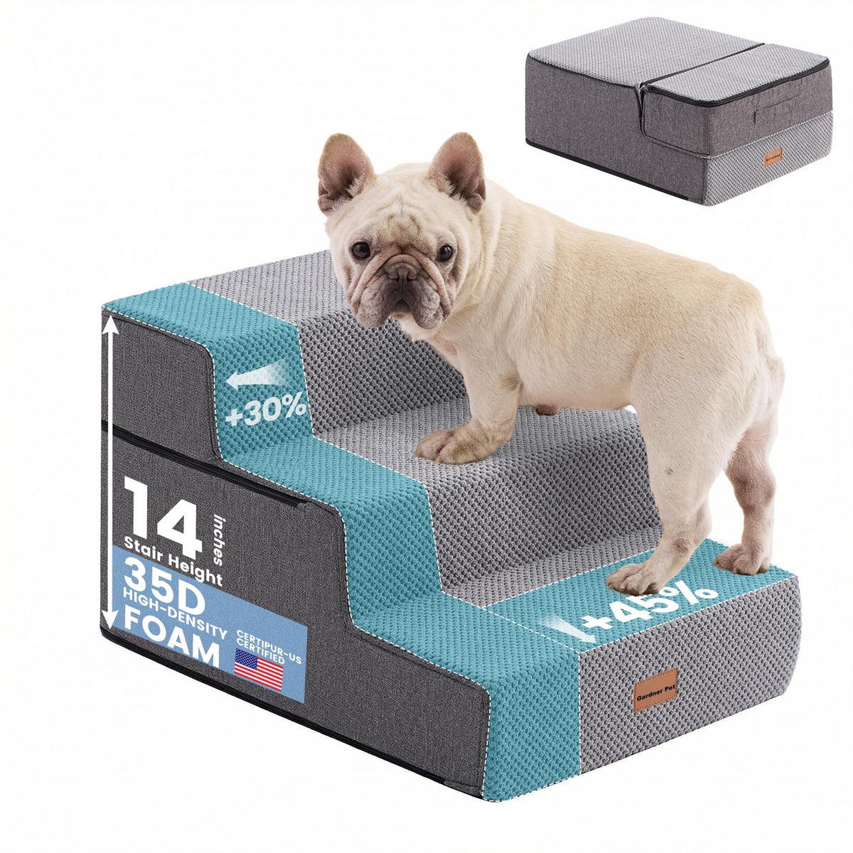 Gardner Pet escalier chien 3 étapes lit confort: facile montée sur le lit.