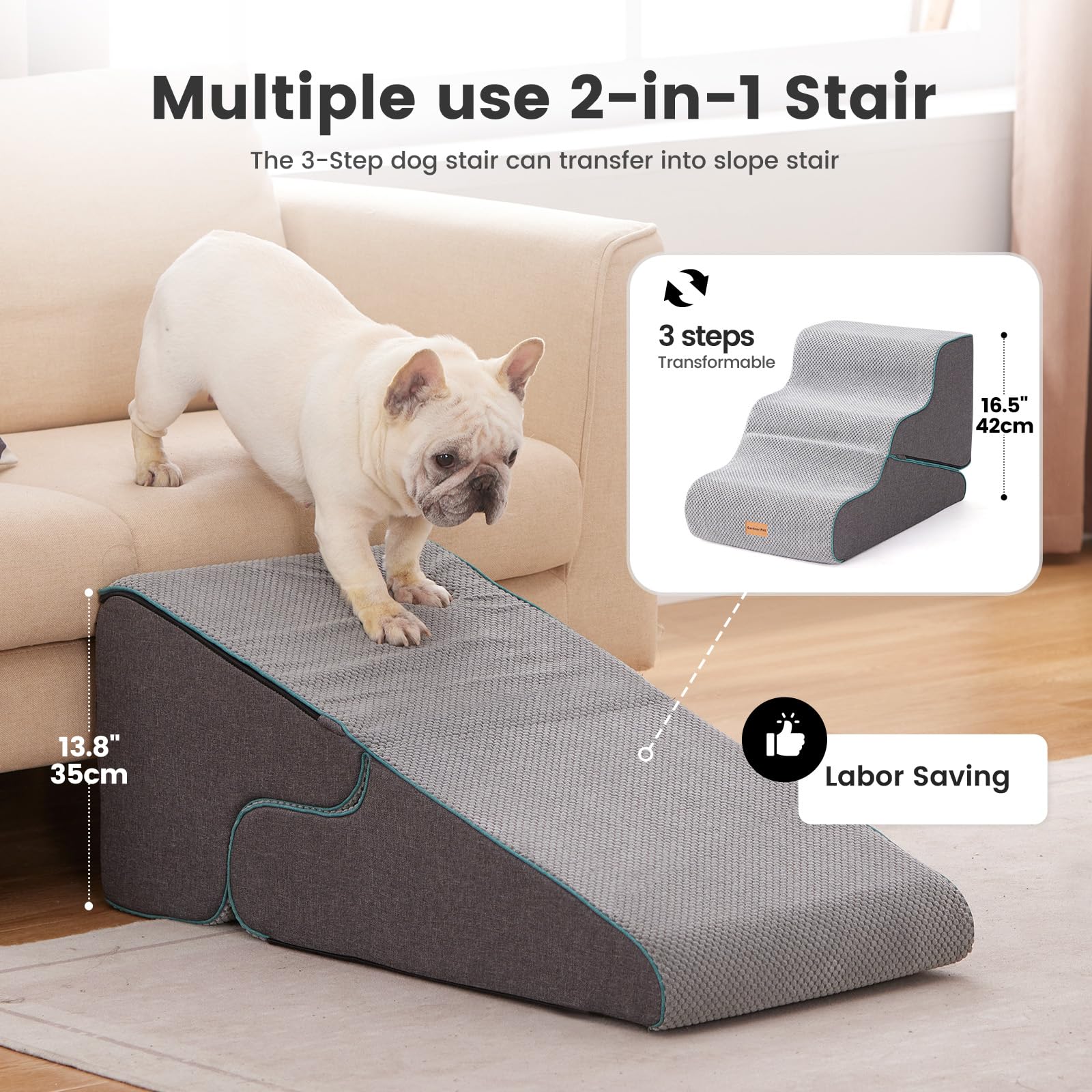 Gardner Pet escalier 2-en-1, rampe et marches pour canapé