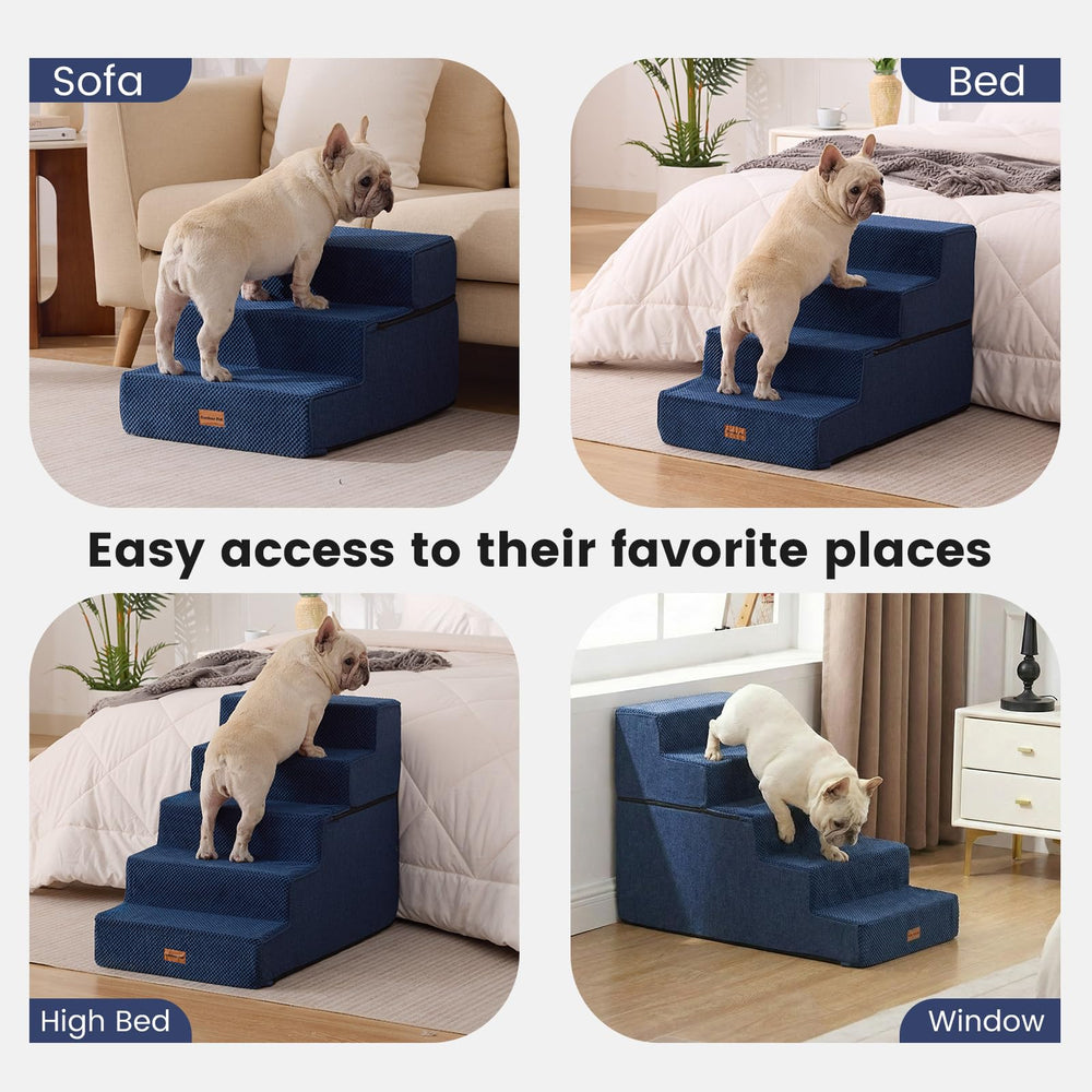 Gardner Pet escalier pour canapé ou lit, chien et chat, bleu marine.