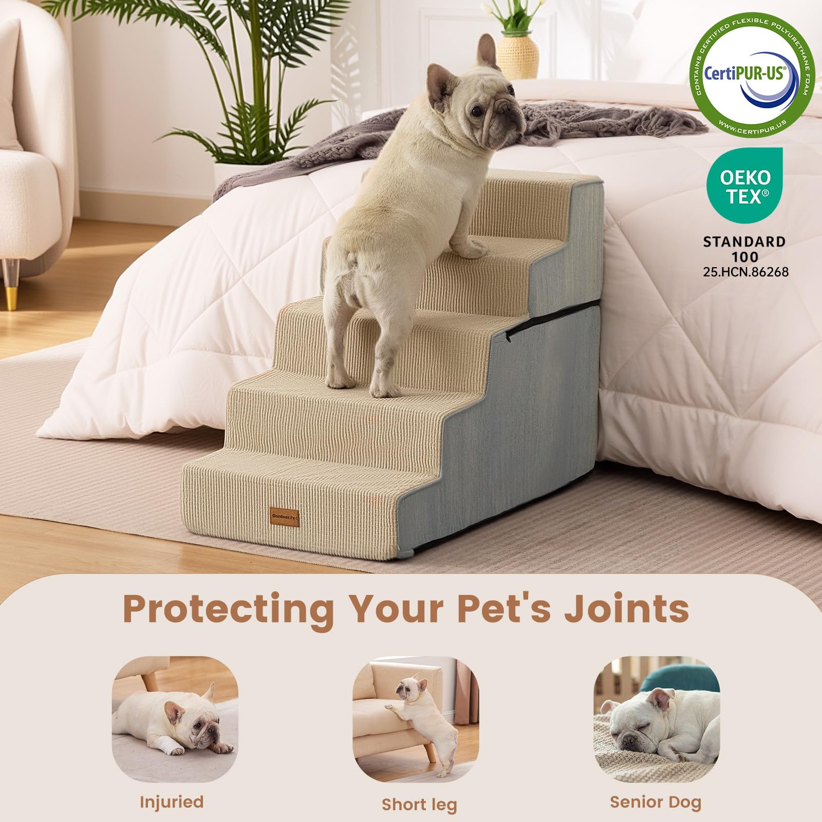 Gardner Pet escaliers 58 cm pour lit haut, parfait pour chiens seniors.