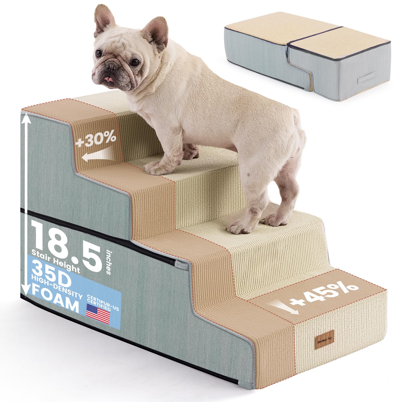 Gardner Pet escaliers 4 marches beige — stabilité renforcée par base antidérapante.