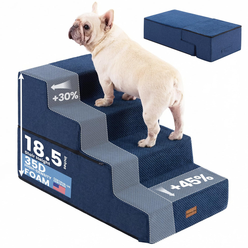 Gardner Pet Escaliers pour petit chien – stabilité accrue sur lit grâce à quatre étapes.