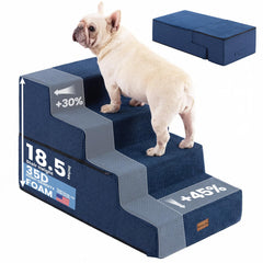 Gardner Pet Escaliers pour petit chien – stabilité accrue sur lit grâce à quatre étapes.