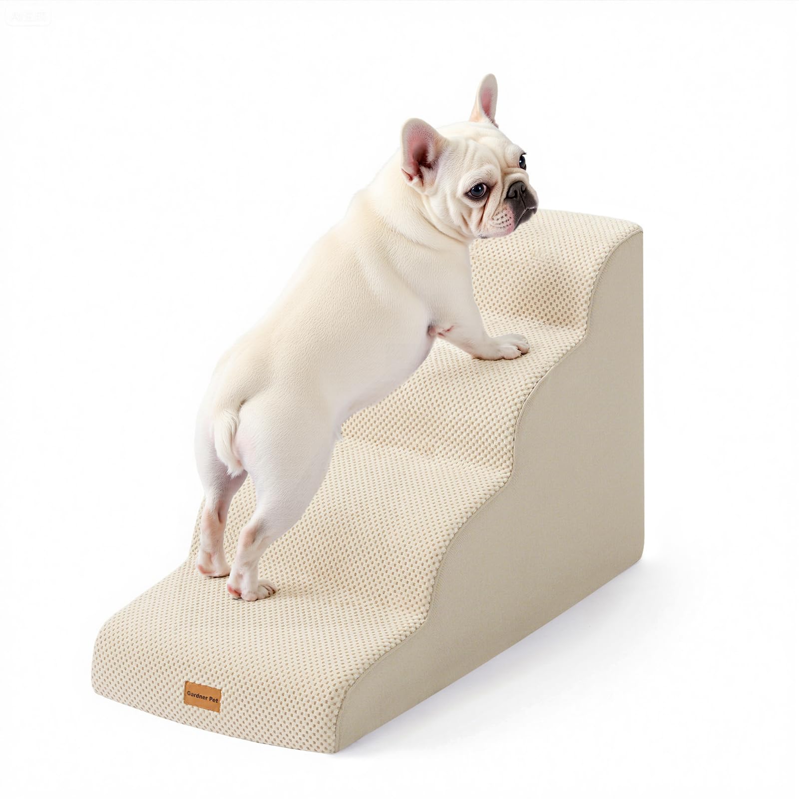 Gardner Pet escaliers pour chien à quatre marches beige facilitant l’accès au canapé.