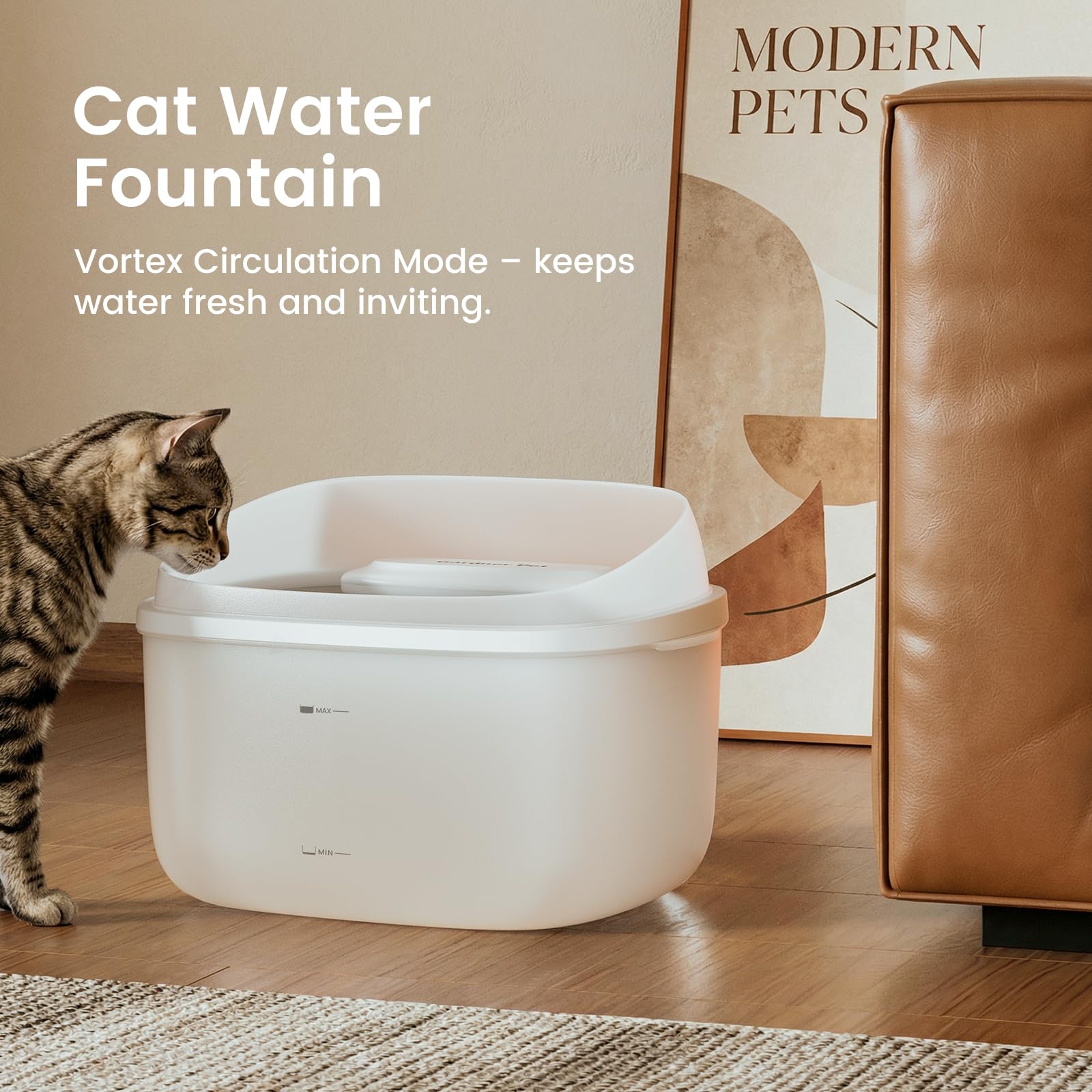 Gardner Pet Fontaine flux vortex attire les chats pour boire plus facilement.