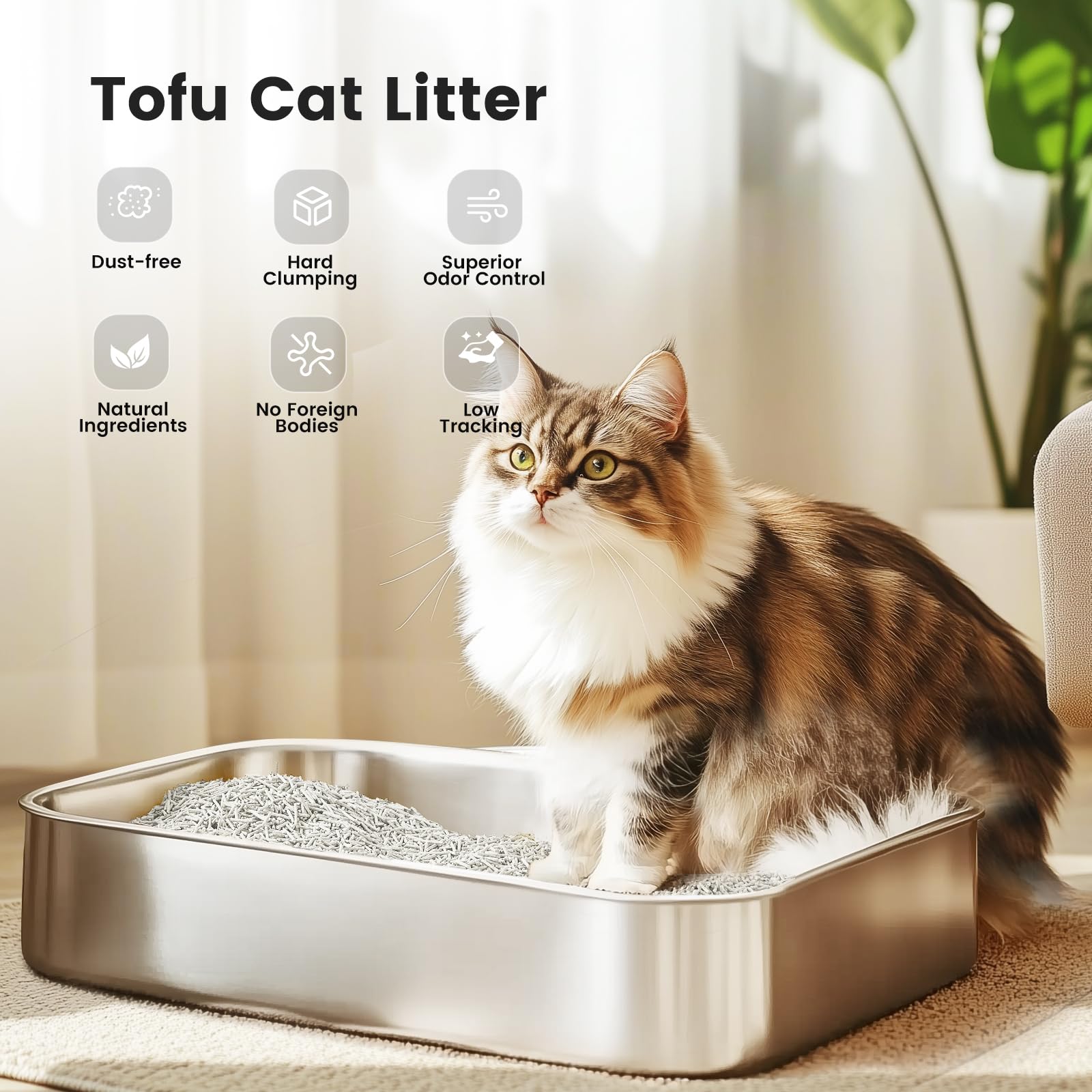 Gardner Pet Litière tofu grumeaux fermes facilitant le ramassage rapide.