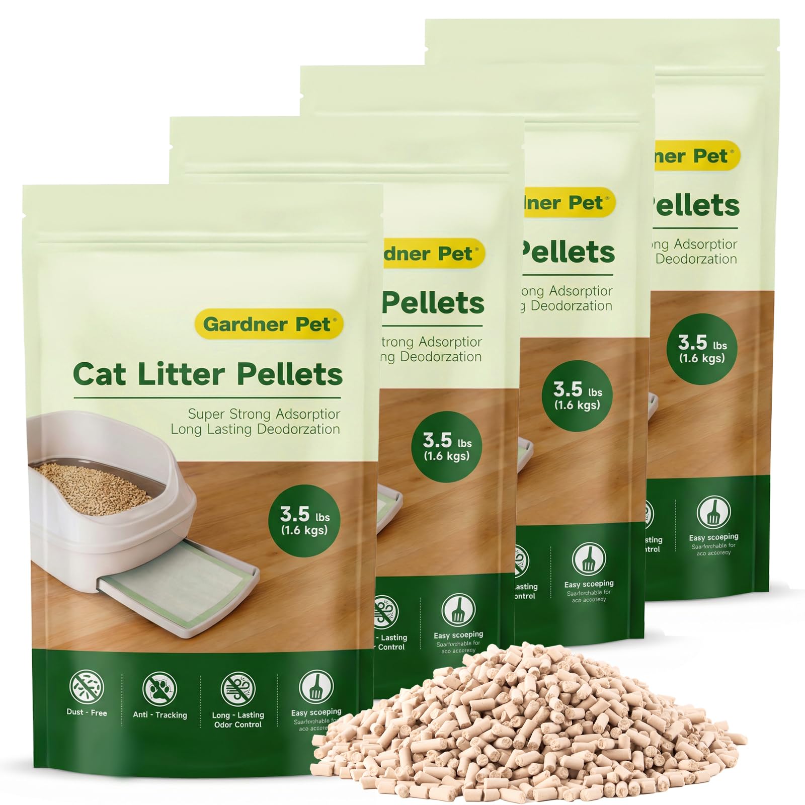 Gardner Pet Pellets Litière Chat – contrôle des odeurs pour une litière plus fraîche.