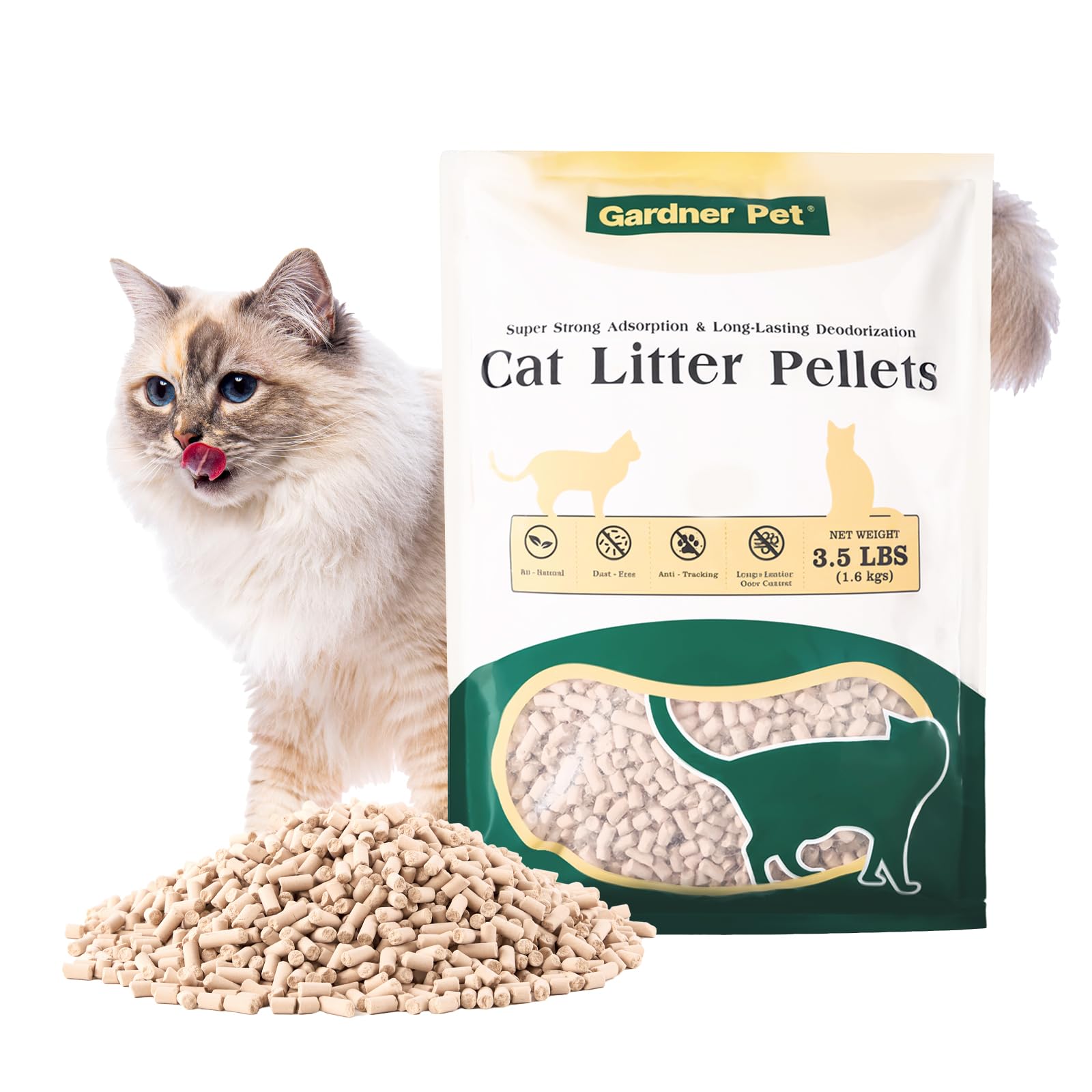 Gardner Pet pellets litière – contrôle d'odeur, bac propre.