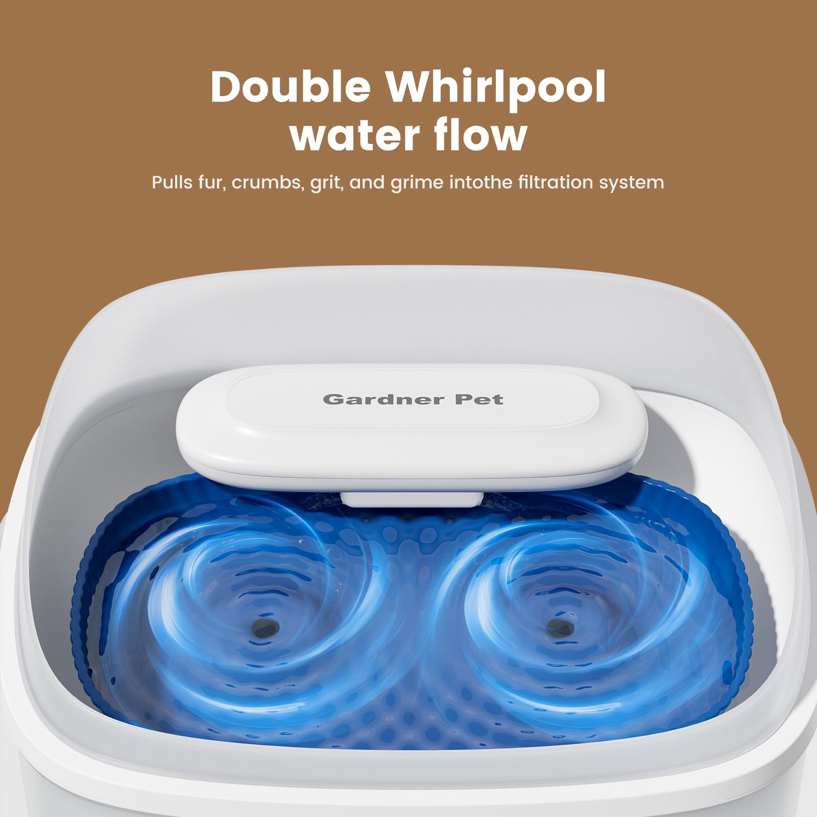 Gardner Pet plateau double-dôme vortex fluide et eau de secours