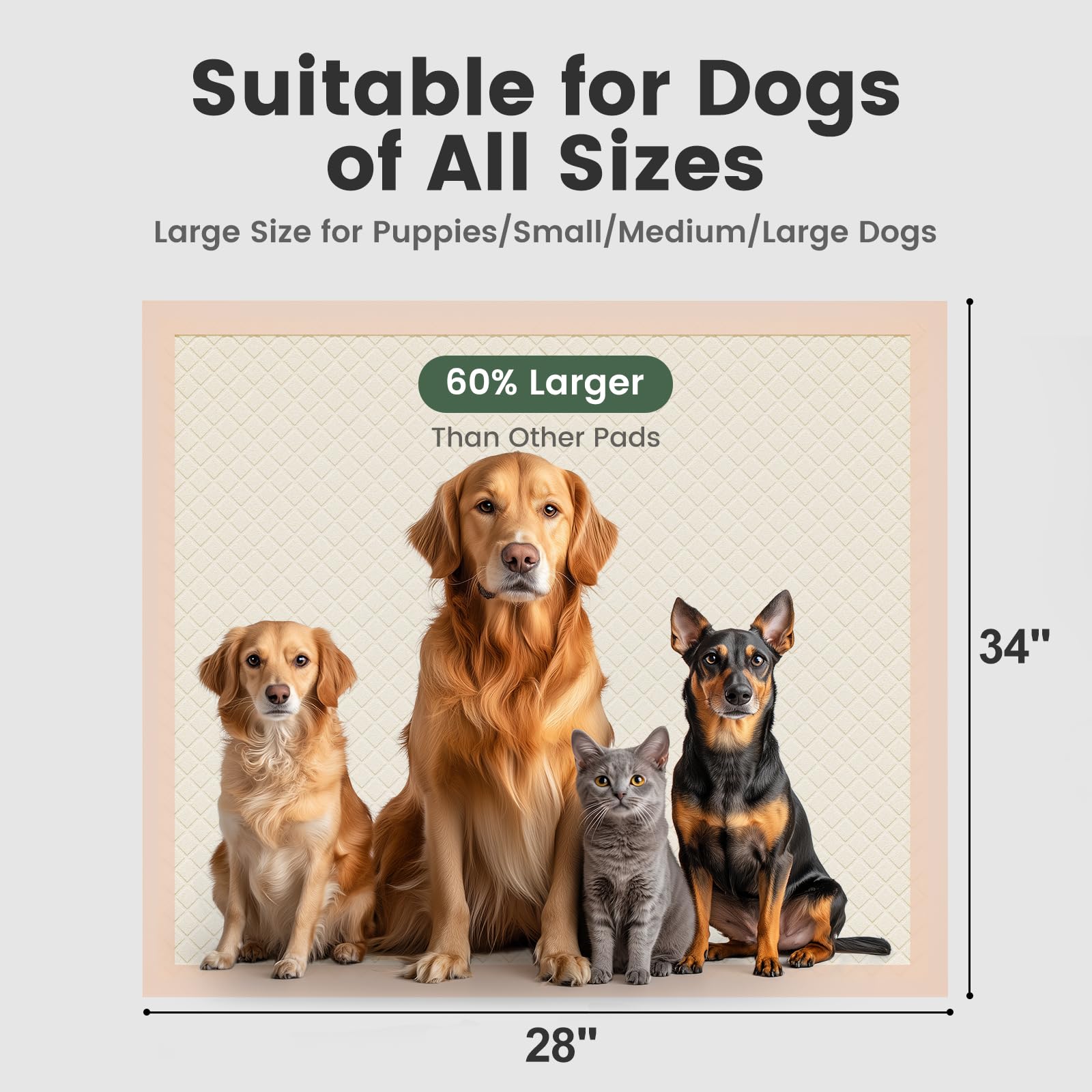 Gardner Pet Tapis Puppy Pads XL utilisation polyvalente pour chiens et chats.