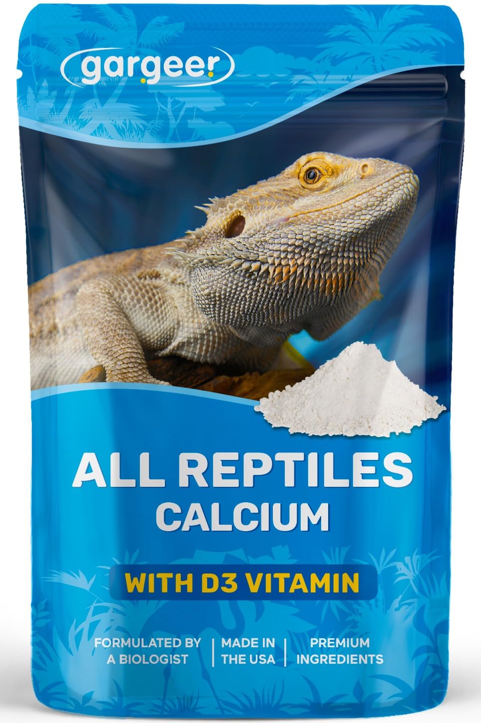 Gargeer calcium reptiles poudre ultrafine: adhérence élevée sur les proies pour une alimentation efficace.
