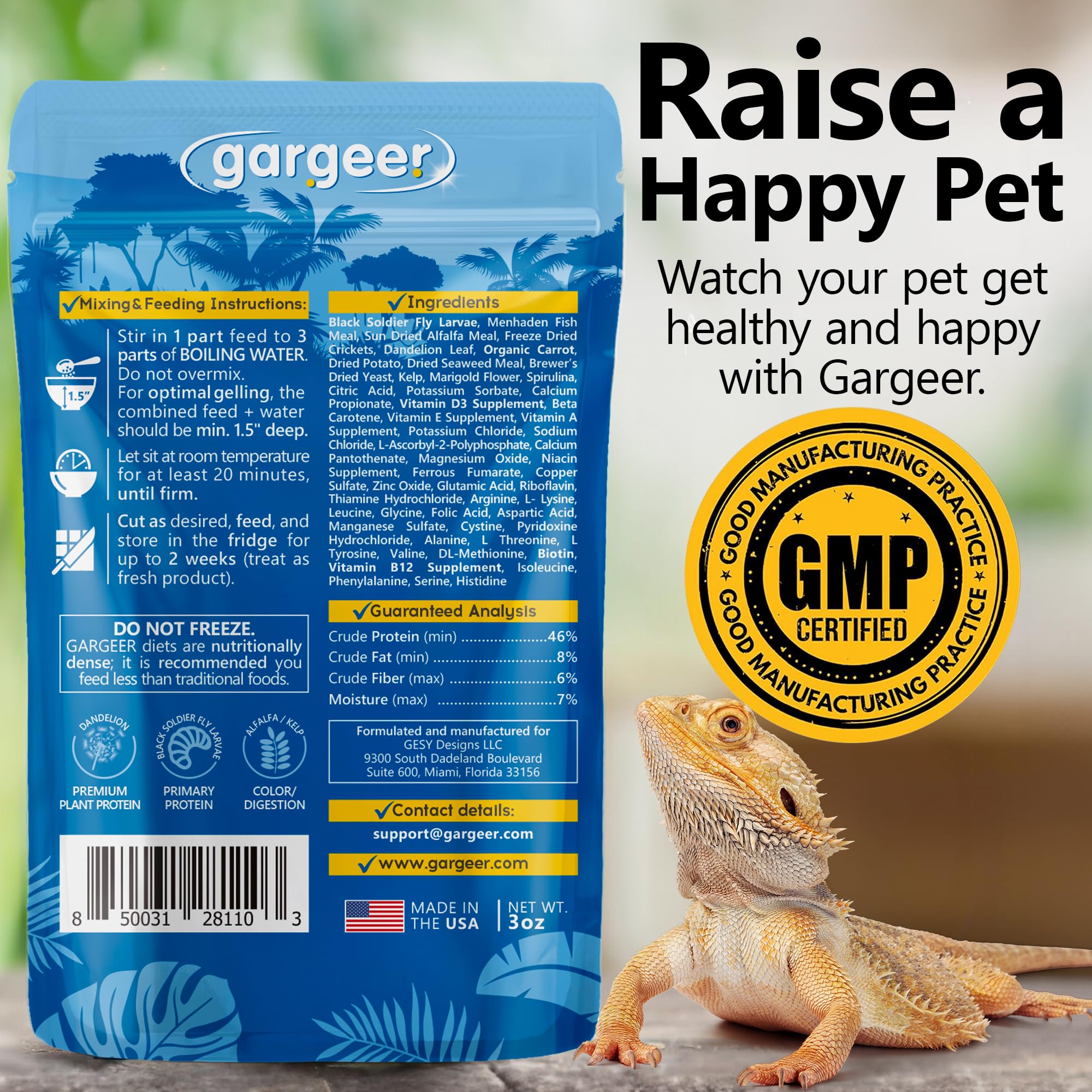 Gargeer dragon barbu: préparation à l’eau bouillante pour nourriture humide.