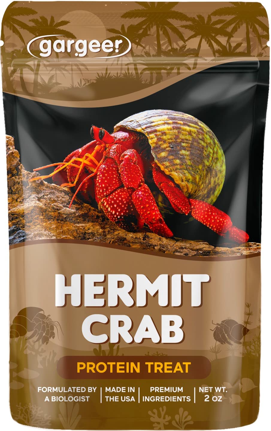 Gargeer Hermit Crab Protein Treat, emballage prêt à nourrir votre crabe lors du repas.