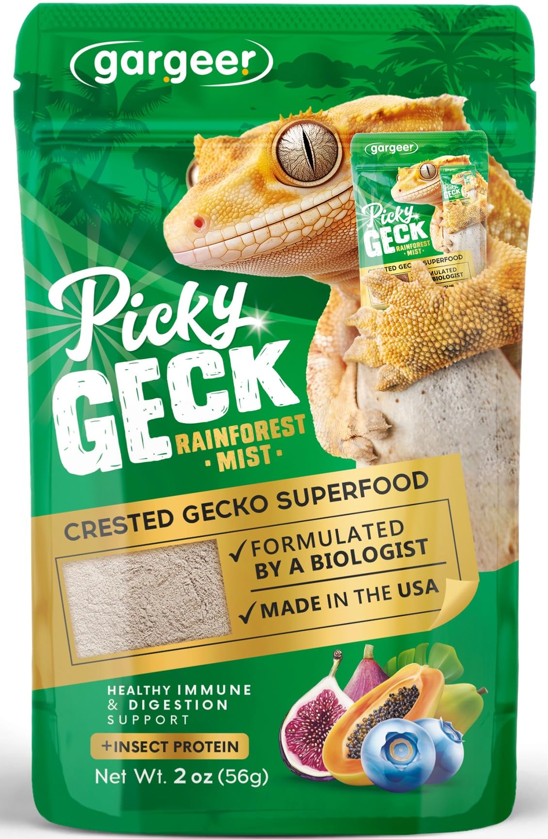 Gargeer Picky Geck Rainforest Mist — bol appétissant favorisant l'appétit des geckos.