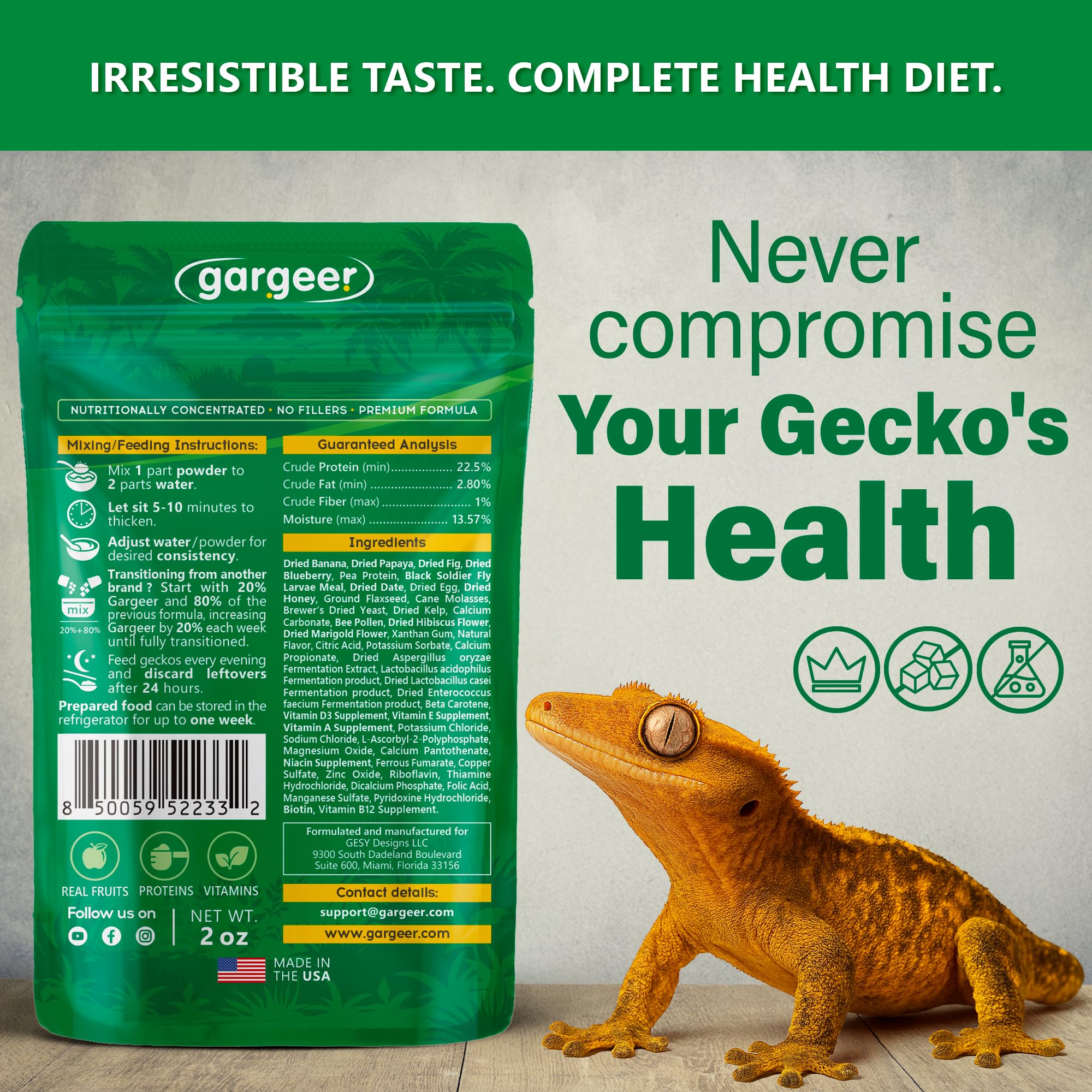 Gargeer Picky Geck Rainforest Mist — texture fruitée qui incite à manger.