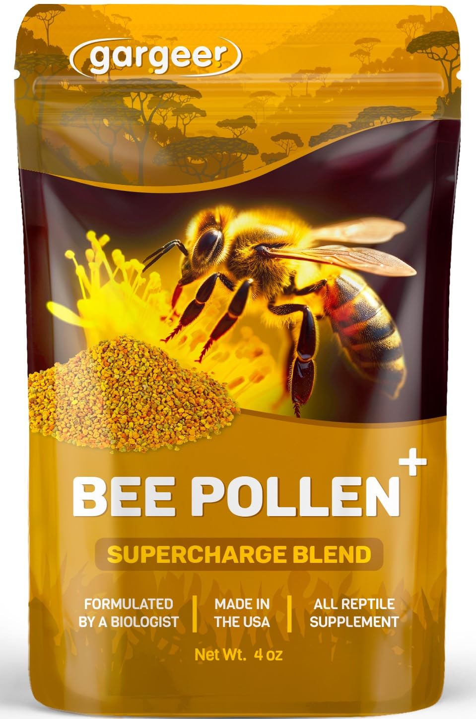 Gargeer pollen abeille boîte 4oz, format pratique pour nourrir votre reptile.