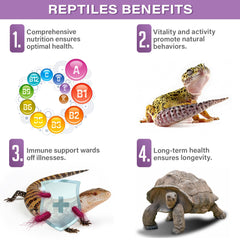Ingrédients naturels Gargeer Reptile Multivitamine: algues brunes, carotte, spiruline, pollen d'abeille et souci, nutrition renforcée.