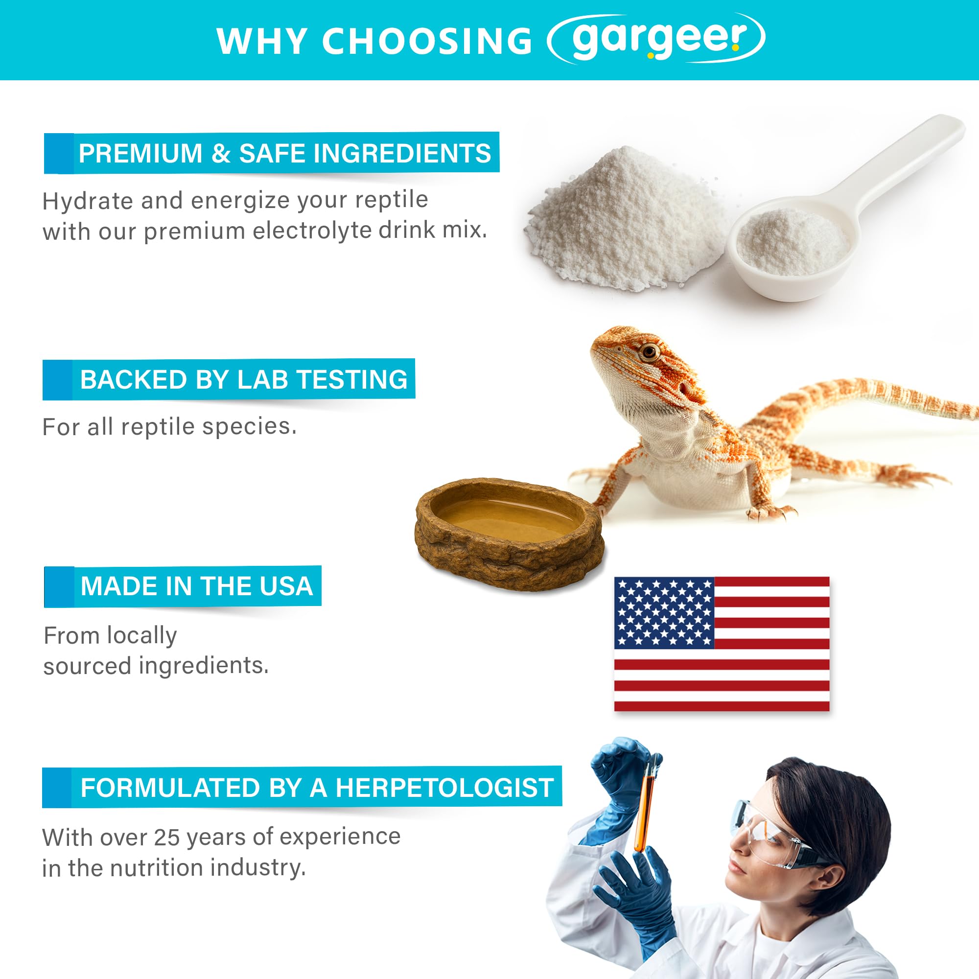 Gargeer ReptiLyte dose précise pour doser facilement les nutriments essentiels