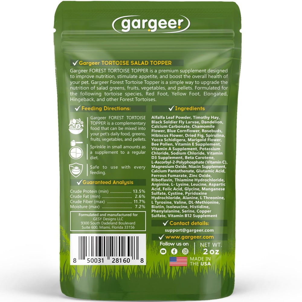 Gargeer Topper fruits et légumes tortue foret: complément nutritionnel savoureux pour repas variés.