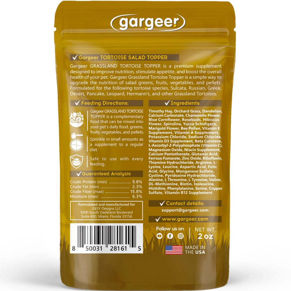 Gargeer Topper ingrédients nutritifs et vitamines pour tortues.