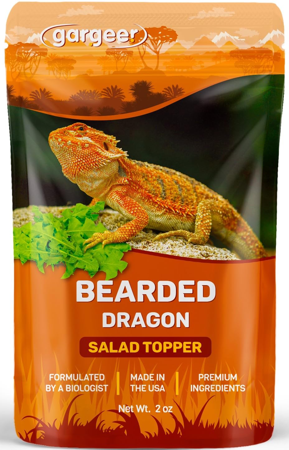 Gargeer Topper dragon barbu sur flacon, facilité d'utilisation et enrichissement alimentaire.